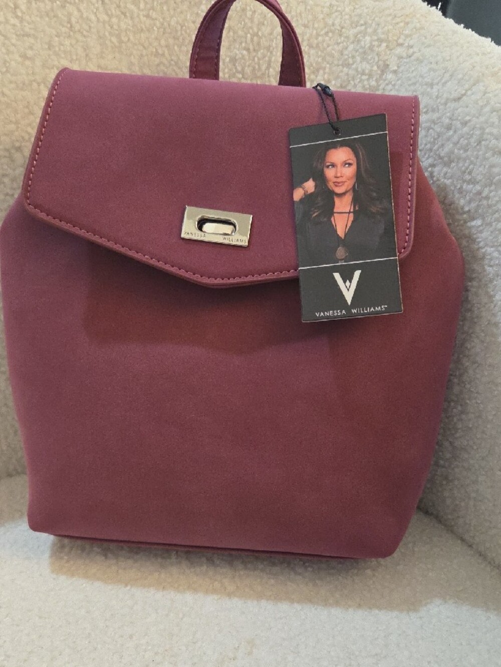 Elegant Mauve Mini Backpack with Turn-Lock Closure - Picture 6 of 6